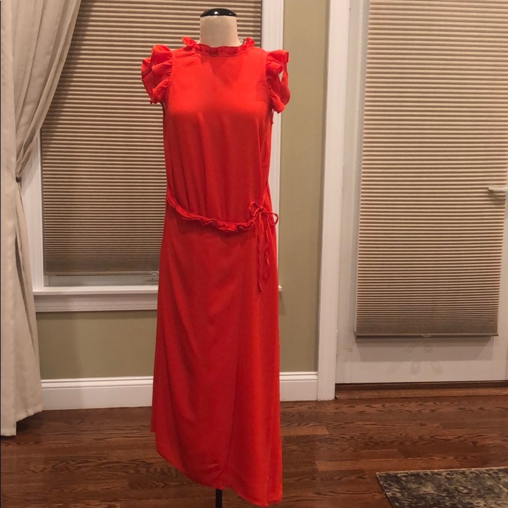 Nwot Asos Ruffle Trim Draped Asymmetrical Dress
